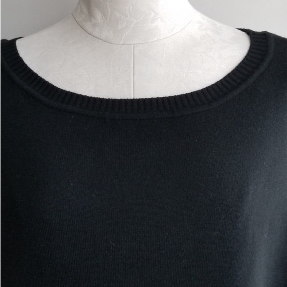 Calvin Klein Black Sweater Poncho Fringed with Sleeves, One Size Fits All - Picture 5 of 13